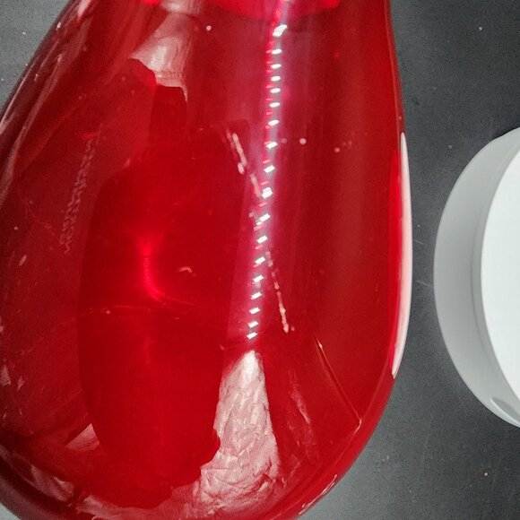 Hand Blown Red Glass Vase Decanter 8.25" Double Gourd Shape Vintage - Picture 9 of 9